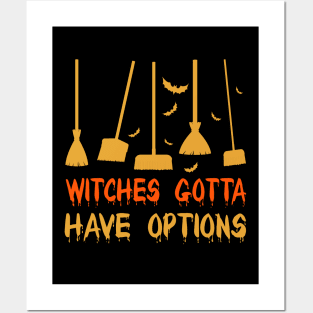 Witch Riding Brooms On A Dark Desert Highways Halloween Posters and Art